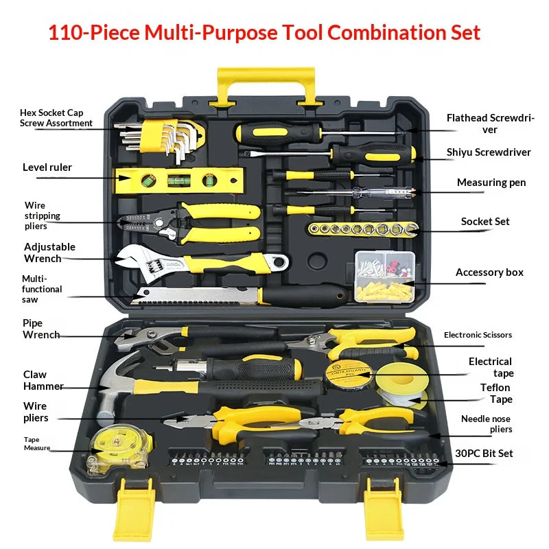 108 Pcs/set Socket Wrench Auto Repair Tool Combination Package Mixed Tool Set Hand Tool Kit with Plastic Toolbox Storage Case from PriceLows™