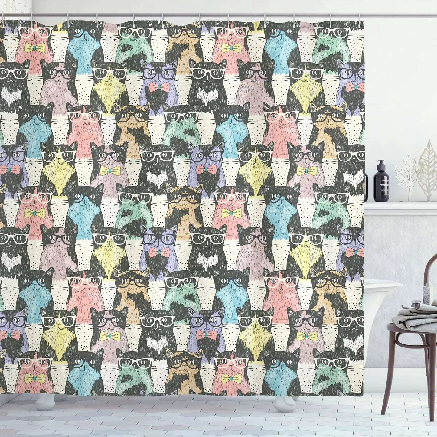 Raining Cats and Dogs Shower Curtain Funny Cartoon Cute Animal Hilarious Pets Playing Water Polyester Waterproof Bathroom Panels from PriceLows™