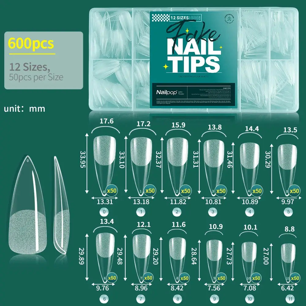 Nailpop 600PCS Nail Tips Full Cover Medium Length Ballerina Press On False Nail Extenison Tips with Box for Salons and Home DIY from PriceLows™