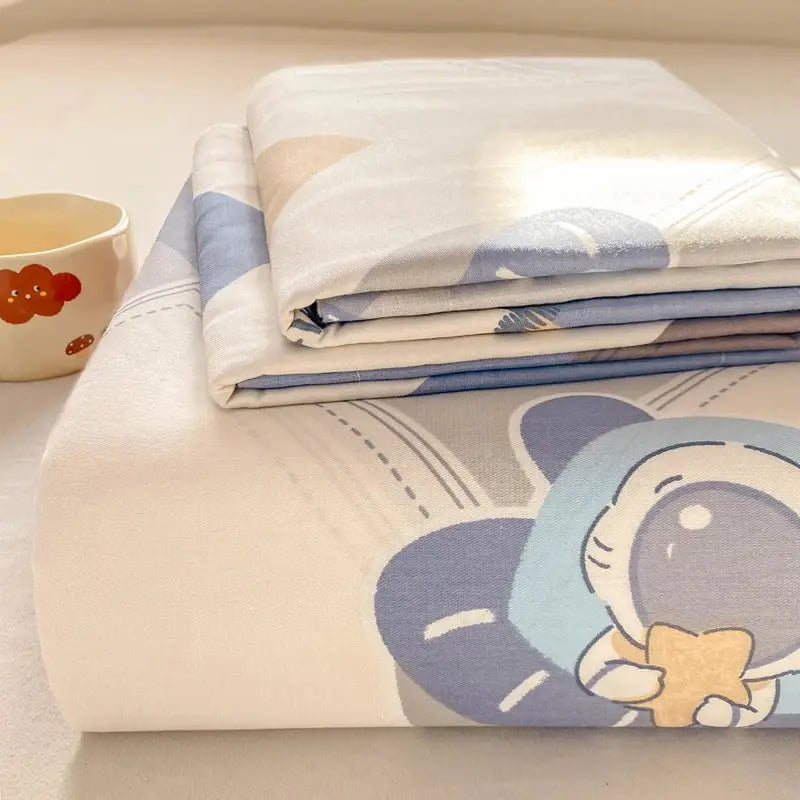 All Season Comfort 100% Cotton Flat Sheet , Soft Breathable Cute Cartoon Print Top Sheet, Wrinkle Resistant Fade Resistant from PriceLows™