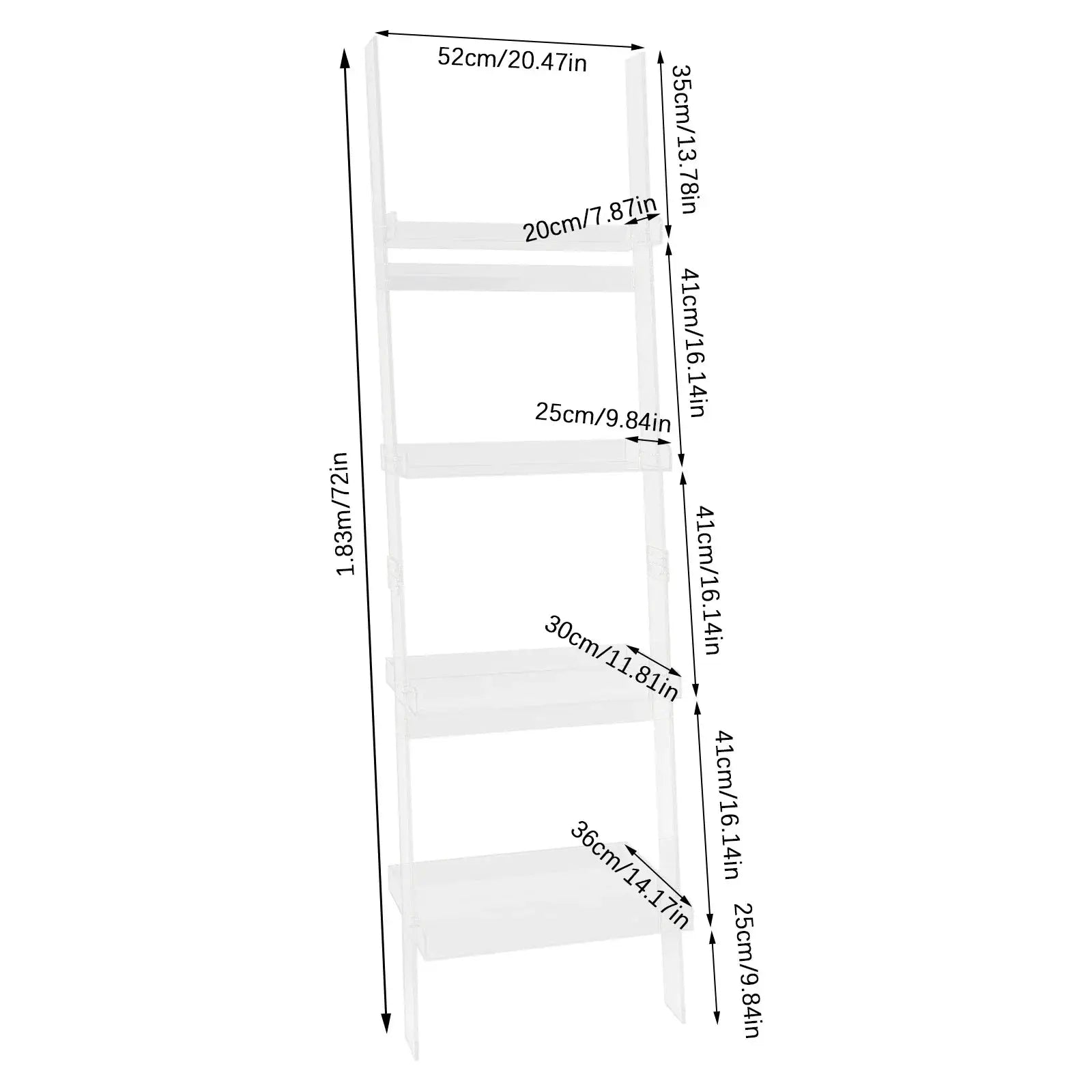 Home 4-Tier Ladder Bookshelf – Freestanding Acrylic Bookcase, Frame 52 cm*183 cm from PriceLows™