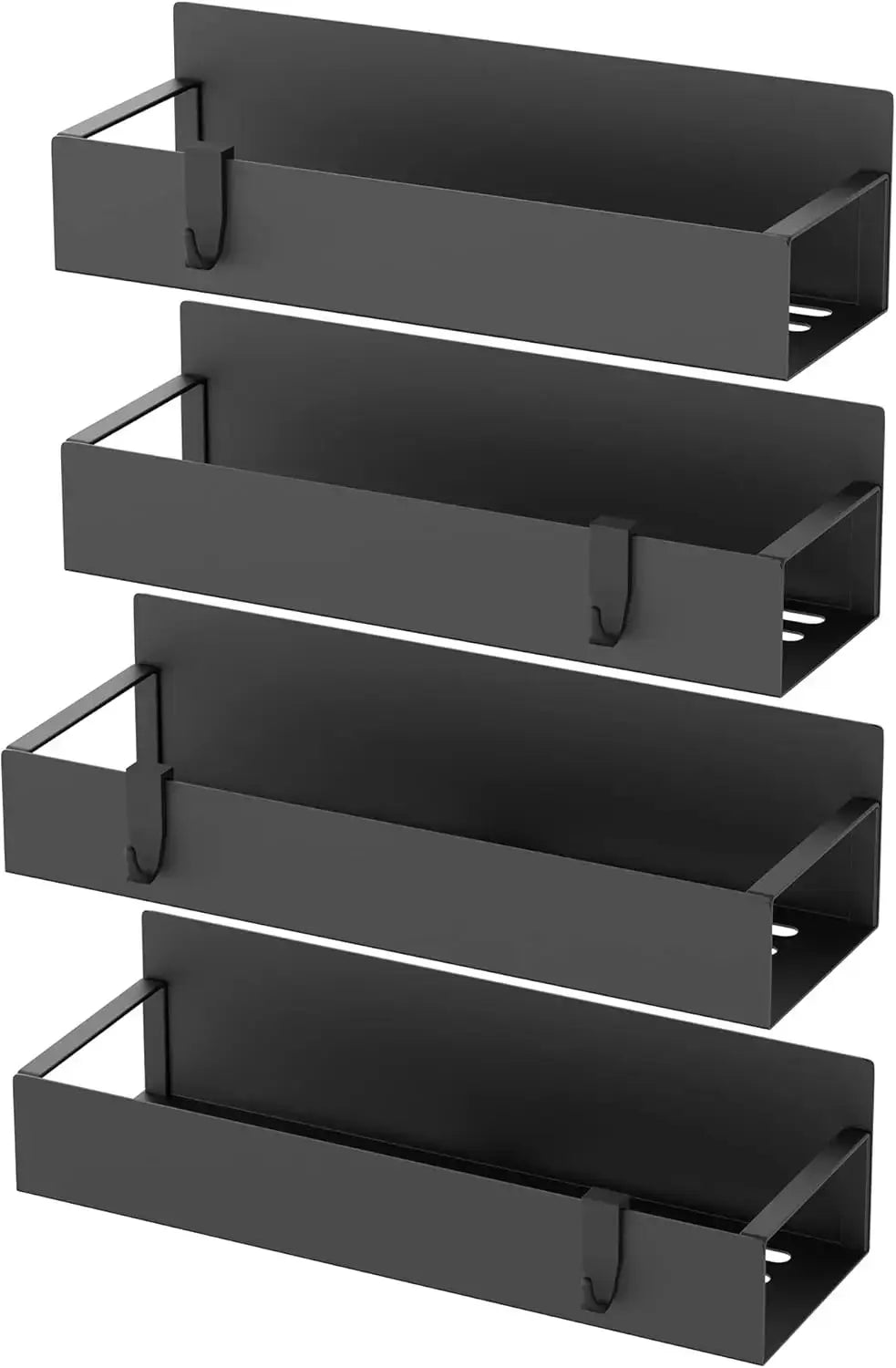 4 Pack Magnetic Spice Rack for Fridge and Oven, Heavy Duty Black Metal Storage Organizer from PriceLows™