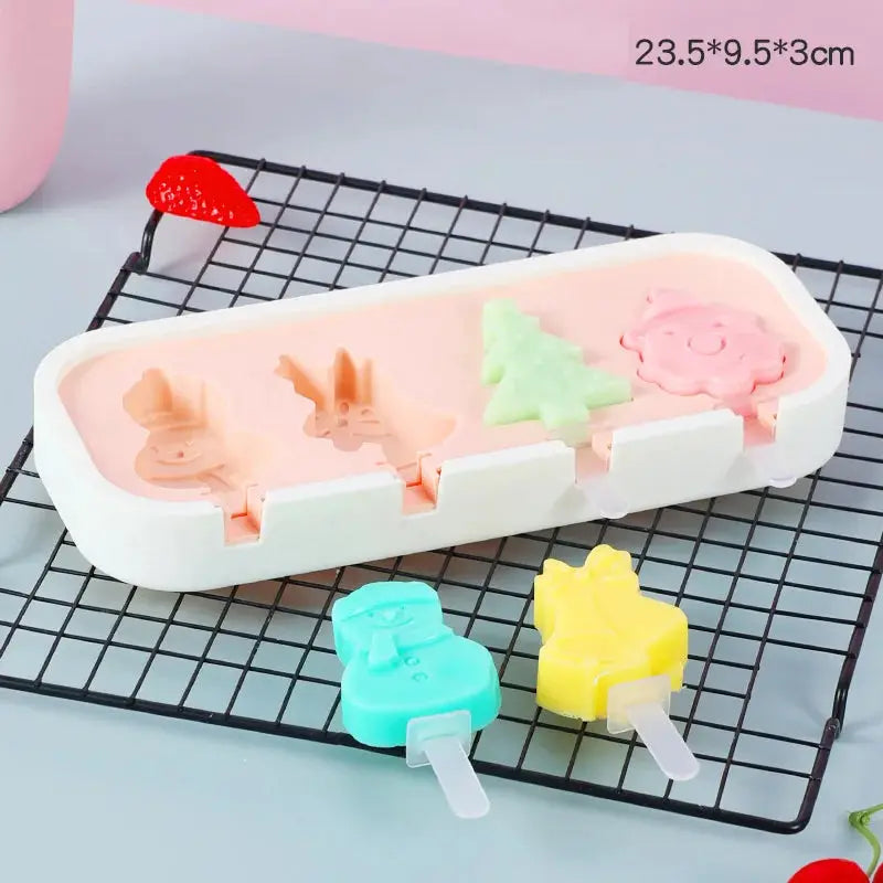 Cartoon Animals Silicone Ice Cream Mold Easy Popsicle Molds with Lid and sticks DIY Homemade Ice Lolly Ice Cream Bar Pop Molds from PriceLows™