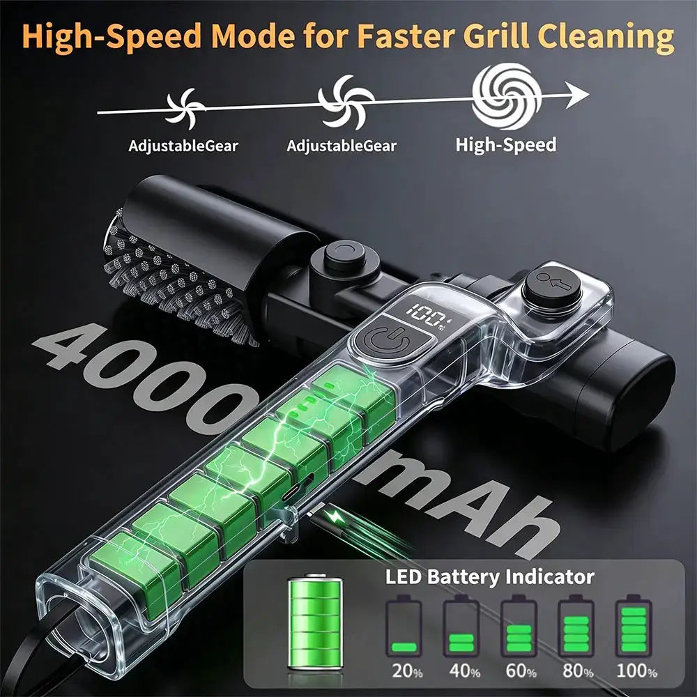 Electric BBQ Grill Brush | 3 Speed Settings | 180 Degree Adjustable Head