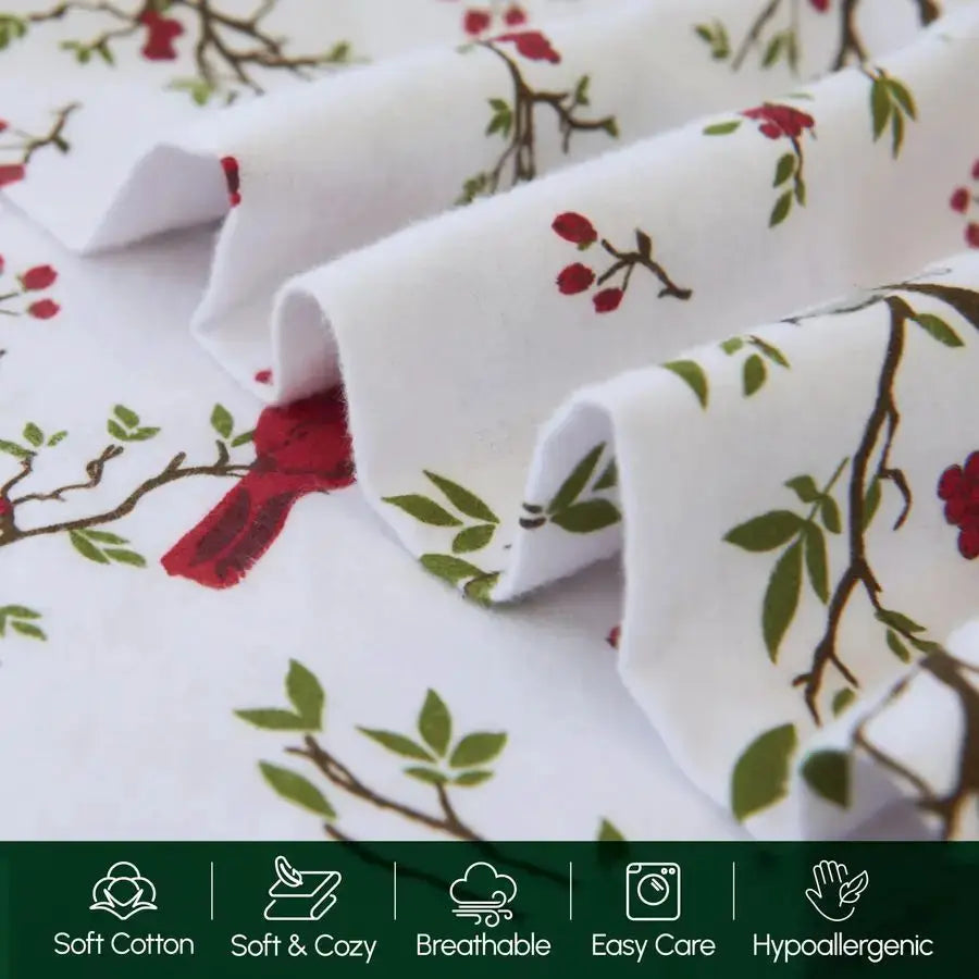 Ultra Soft 4Piece 100 Turkish Cotton Flannel Sheet Set Holiday Christmas Flannel Sheets, Warm and Cozy Premium Quality, Deep Poc from PriceLows™