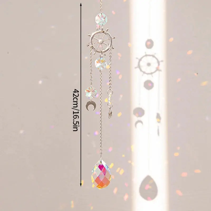Crystal Suncatcher Moon Star Rainbow Sun Catcher Wind Chime Pendant Sun Catcher Pendants Outdoor Garden Yard Hanging Decor from PriceLows™