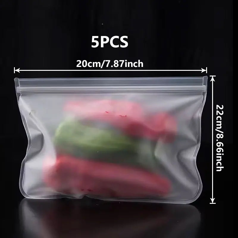 Silicone Food Grade Storage Bags | Leakproof | Freezer Safe | 5Pcs/10Pcs Pack
