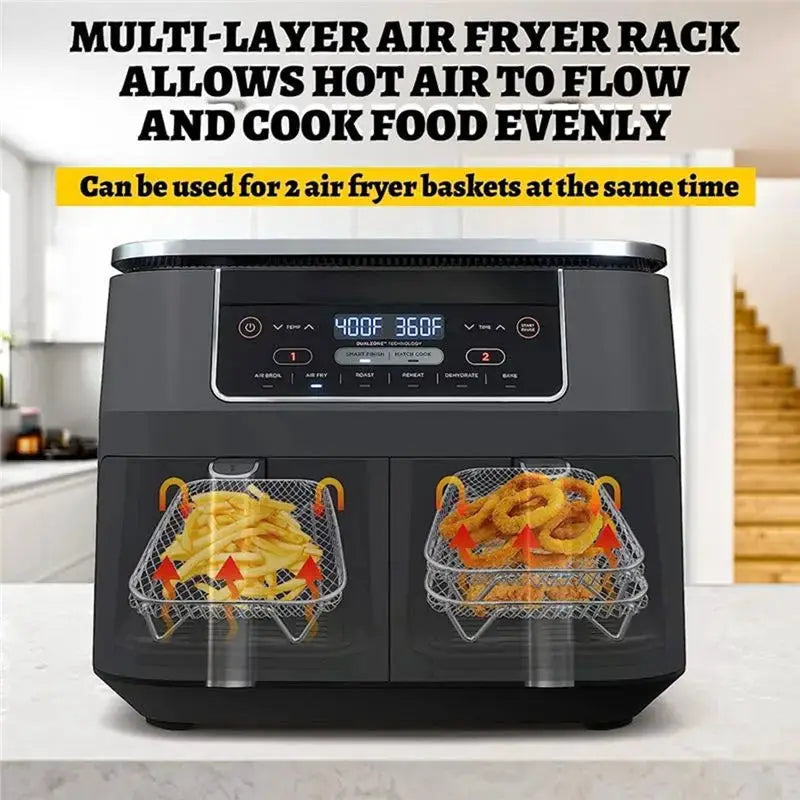 Air Fryer Rack | Ninja Dual Air Fryer Accessory | Stackable Stainless Steel