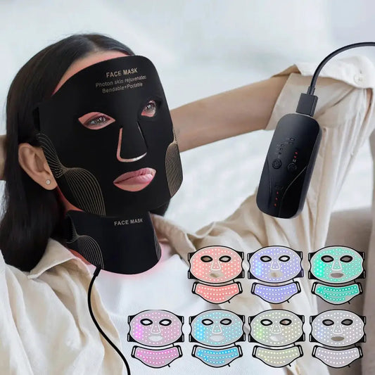 Face Neck Silicone LED Mask 7 Colors LED Light Photon Red Light Therapy Flexible Soft Mask Skin Tighten Repair Skin Facial Mask from PriceLows™