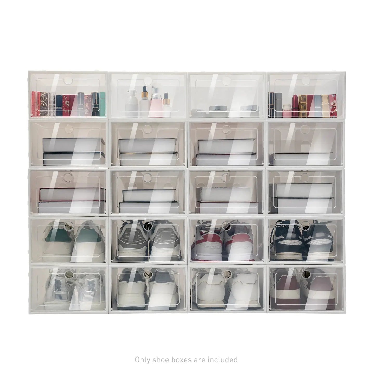 20PCS/24PCS Foldable Flip Shoe Boxes Set Shoe Rack Stackable Storage Container Plastic Clear Shoe Case Home Organizer 33*23*14cm from PriceLows™