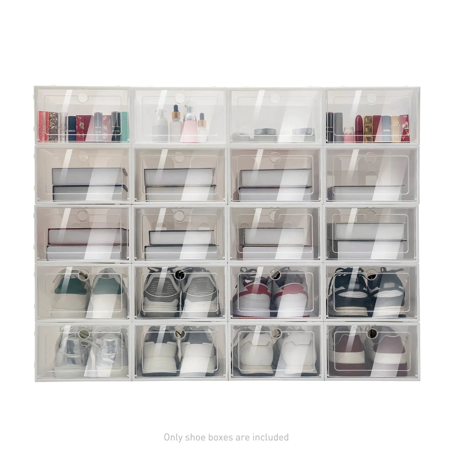 20PCS/24PCS Foldable Flip Shoe Boxes Set Shoe Rack Stackable Storage Container Plastic Clear Shoe Case Home Organizer 33*23*14cm from PriceLows™
