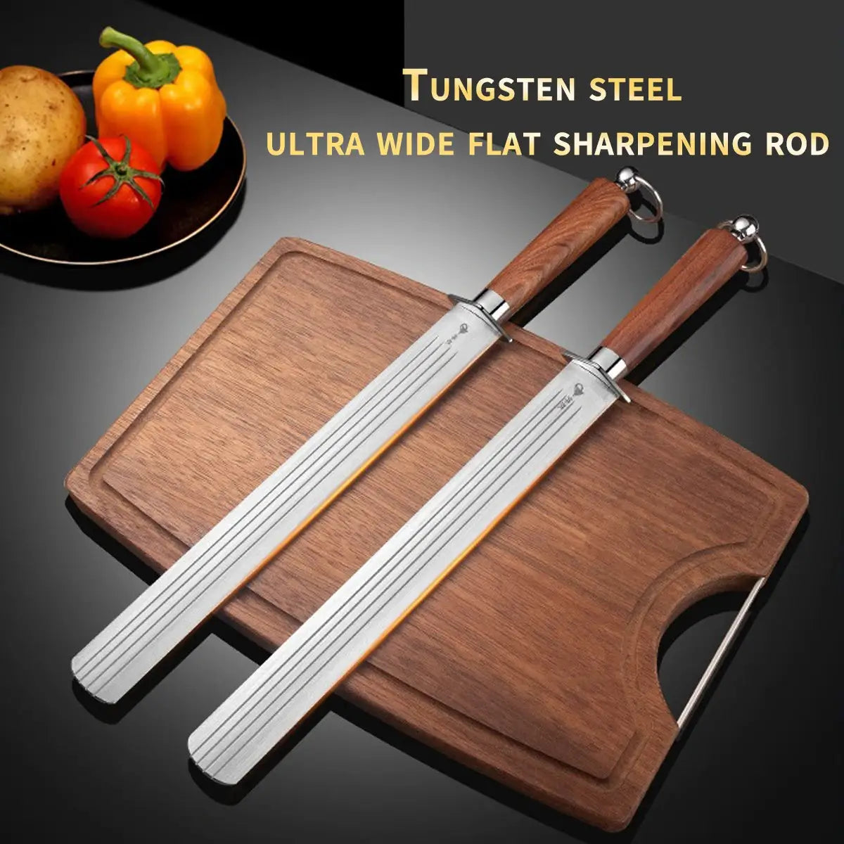 Knife Sharpening Rod | Tungsten Carbide Rod | Wood Handle | One Size