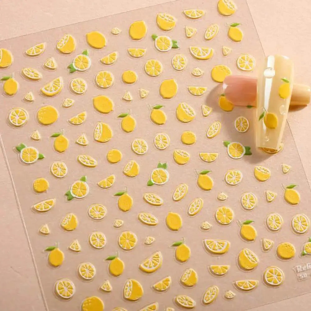 Summer Lemon Nail Art Stickers 5D Fruit Self-Adhesive Stickers Decal for Manicure Decoration DIY Embossed Supply for Face Body from PriceLows™