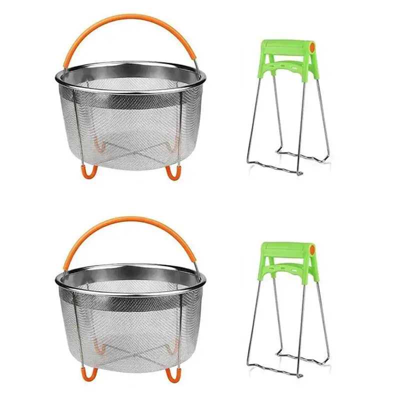 Stainless Steel Steamer Basket Set | 6 Qt | Instant Pot and Ninja Foodi | 2 Pack