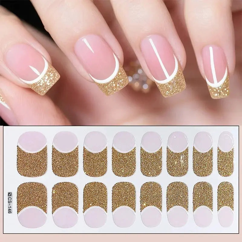 Full Cover Nail Stickers Fashion Nail Polish Nail Decoration Sparkling Glitter Self Adhesive Manicure Designer Nail Art Sticker from PriceLows™