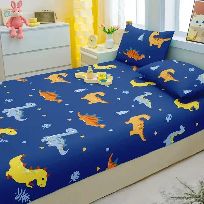 1 Cartoon Fun Animal Printed Matte Fitted Sheet, Bedroom Printed Bed Cover, Bedding (Excluding Pillowcases) from PriceLows™
