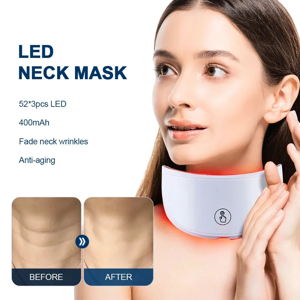 Neck LED Mask 7 Colors Photon Anti-Wrinkle Skin Brightening Neck Beauty Mask Skin Tightening Neck Wrinkle Remover Skin Care from PriceLows™