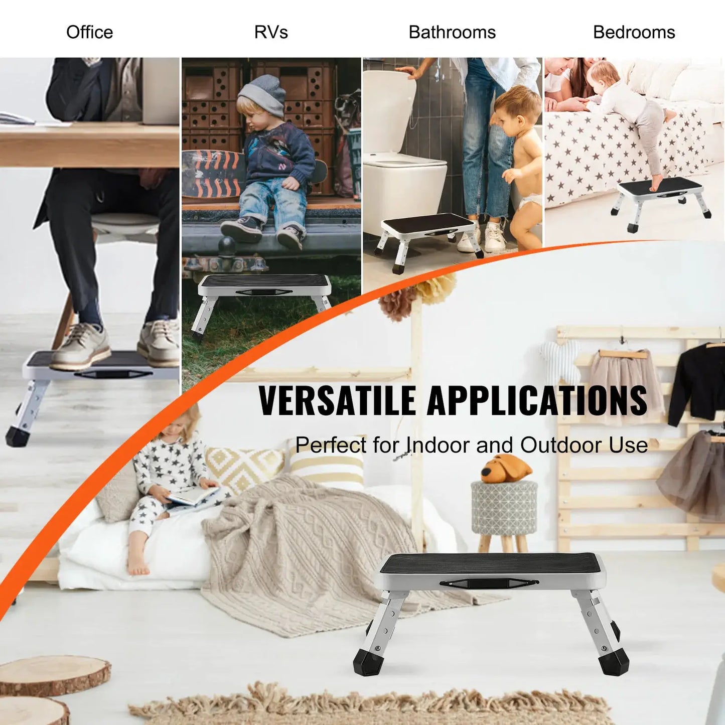 VEVOR Step Stool 1 Step 330lbs Capacity Adjustable Height Toddlers Adults Non Slip Sturdy For Office RVs Pets Bathrooms Bedrooms from PriceLows™