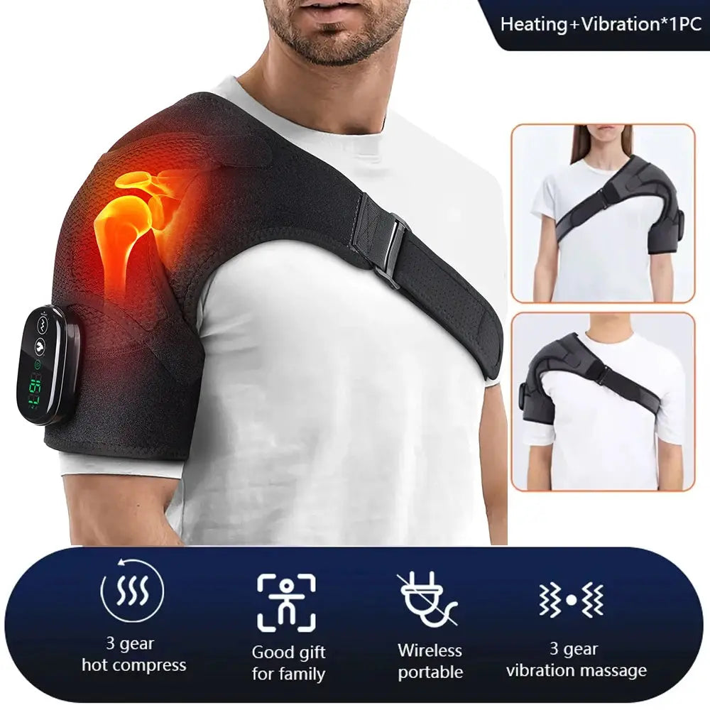 Heated Vibration Shoulder Brace | 3 Heat & Vibration Modes | Left & Right Fit