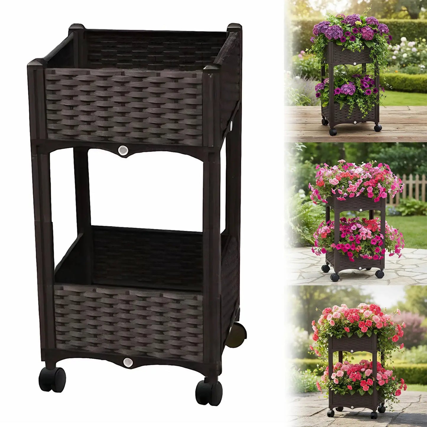 Raised Beds with Wheels Standing Planter Beds for Outdoor Plants Tomato Flower Vegetable from PriceLows™