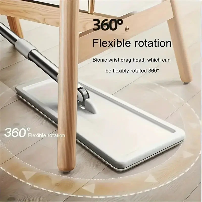 Hands-Free Flat Mop & Bucket Set with 4 Reusable Microfiber Pads, 360° Swivel, Long Handle for Floor & Wall Cleaning from PriceLows™