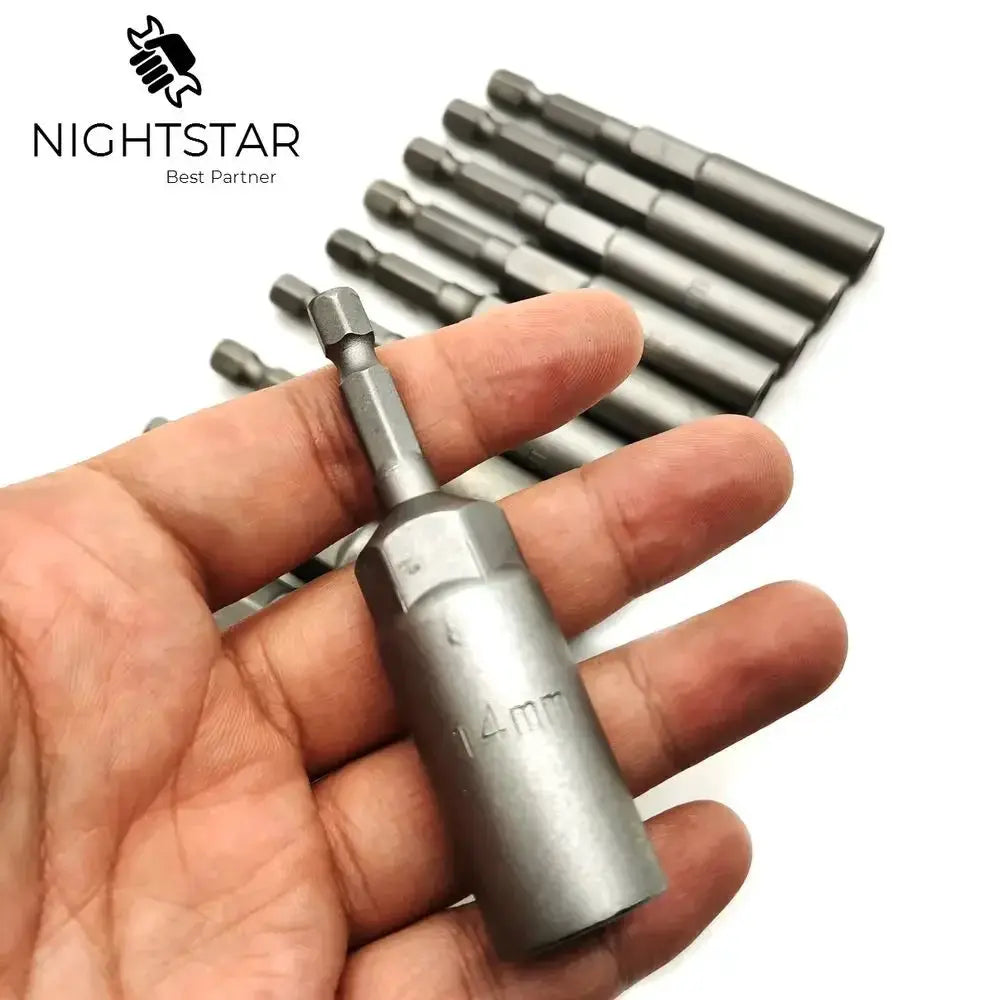 10Pcs 80mm Length Impact 1/4" Hex Shank Metric Wrench Socket Bit 5.5-14mm Electric Power No Magnetic Screwdriver Nut Driver Set from PriceLows™