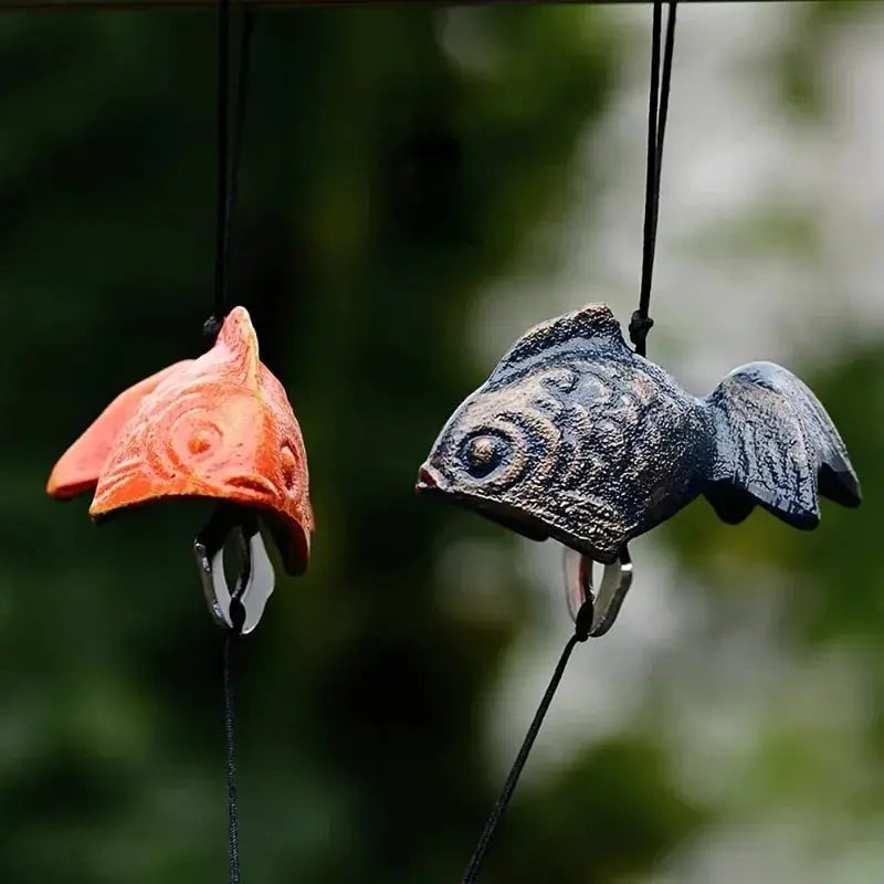 Cast Iron Japanese Koi Fish Wind Chime Small Outdoor Feng Shui Temple Bell Garden Lawn Patio Decor Battery-Free No Power Needed from PriceLows™