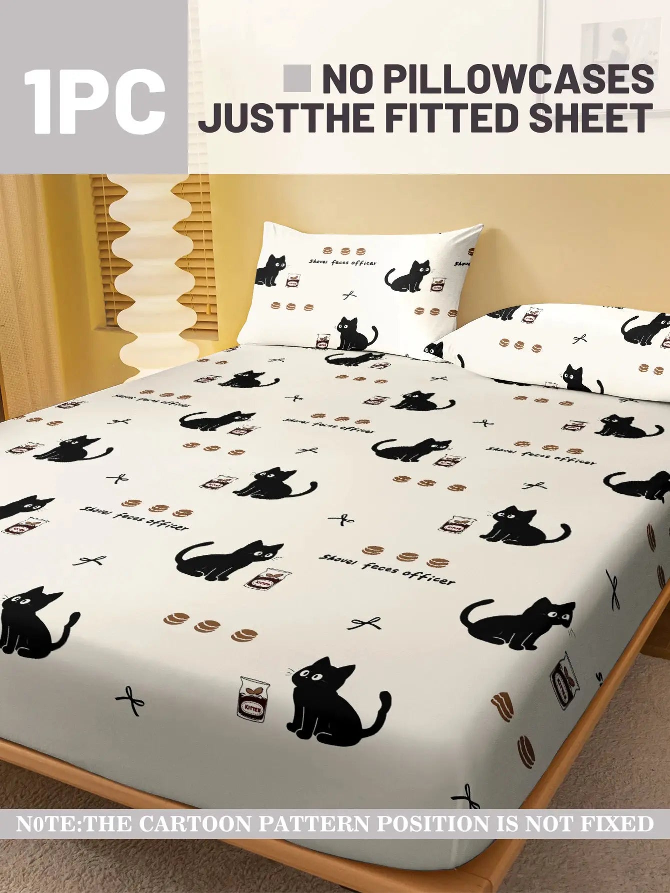 1 Cartoon Cute animal Cat printed matte Fitted Sheet, bedroom printed bed cover, bedding (excluding pillowcases) from PriceLows™