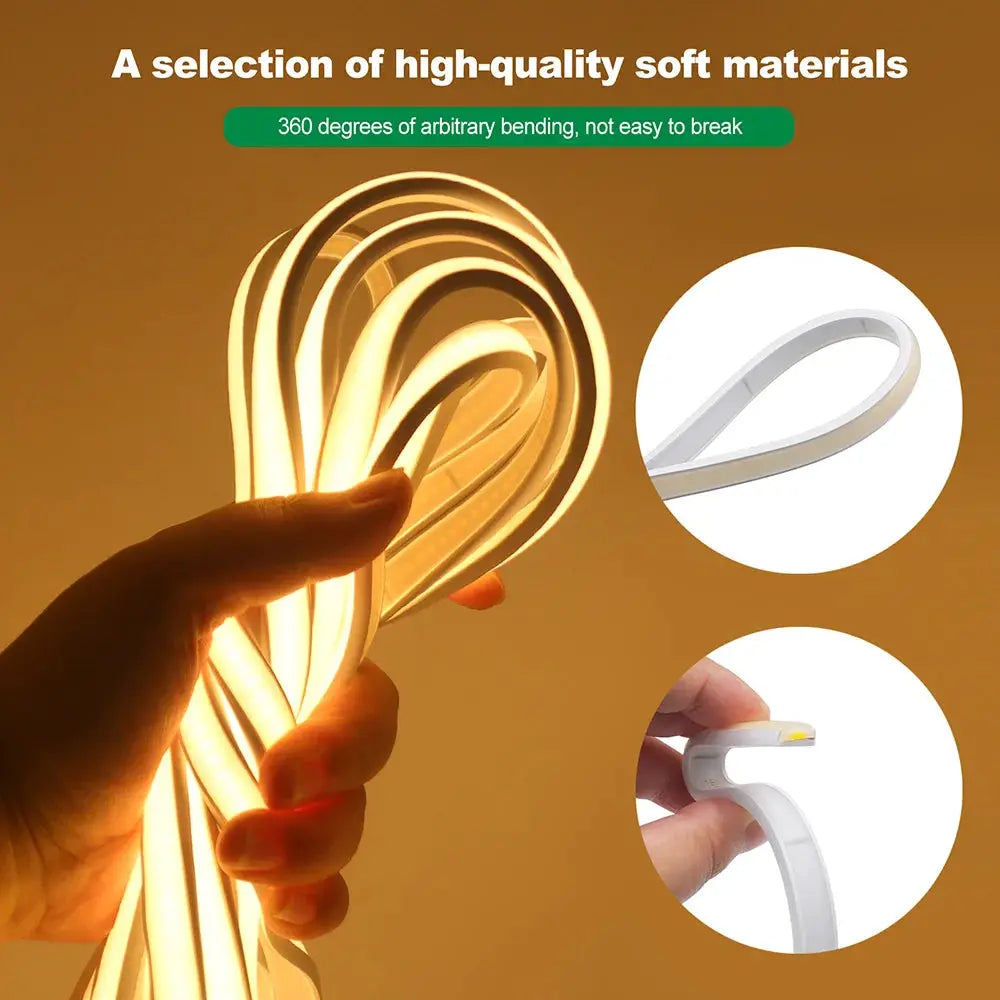 COB Led Neon Rope Light Strip 12V 24V 5m 10m 15m 20m 0.5m IP68 Waterproof Flexible Lamp 320LED High Density Liner Lighting RA90 from PriceLows™
