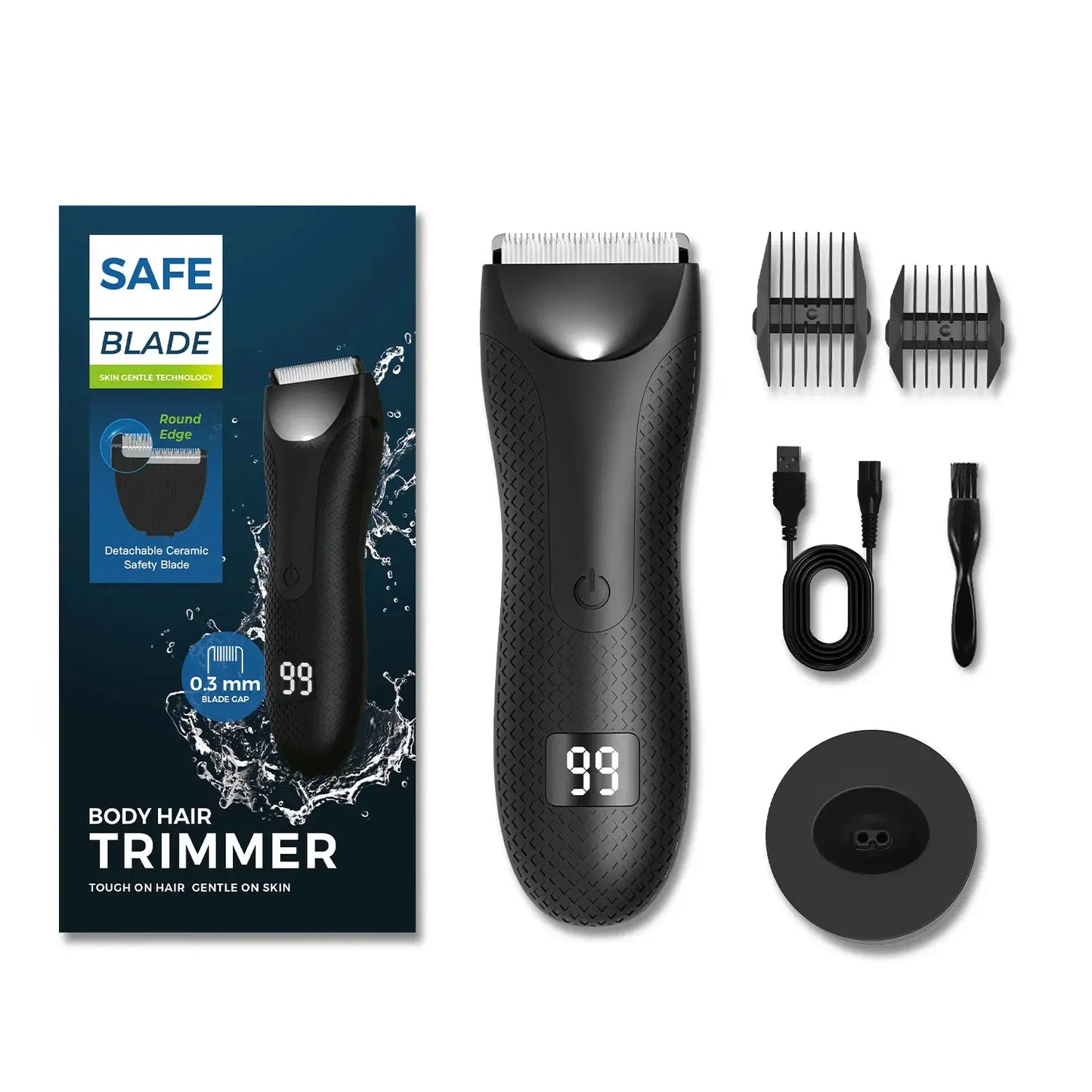 Men's Electric Body Hair Trimmer | IPX6 Waterproof | USB Rechargeable