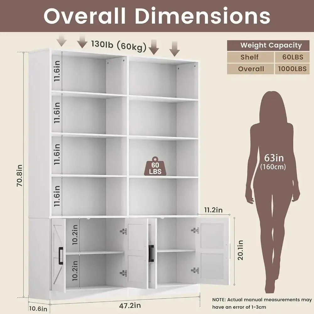 6-Tier Tall Standing Bookshelf with Storage Cabinets for Home or Office Use from PriceLows™
