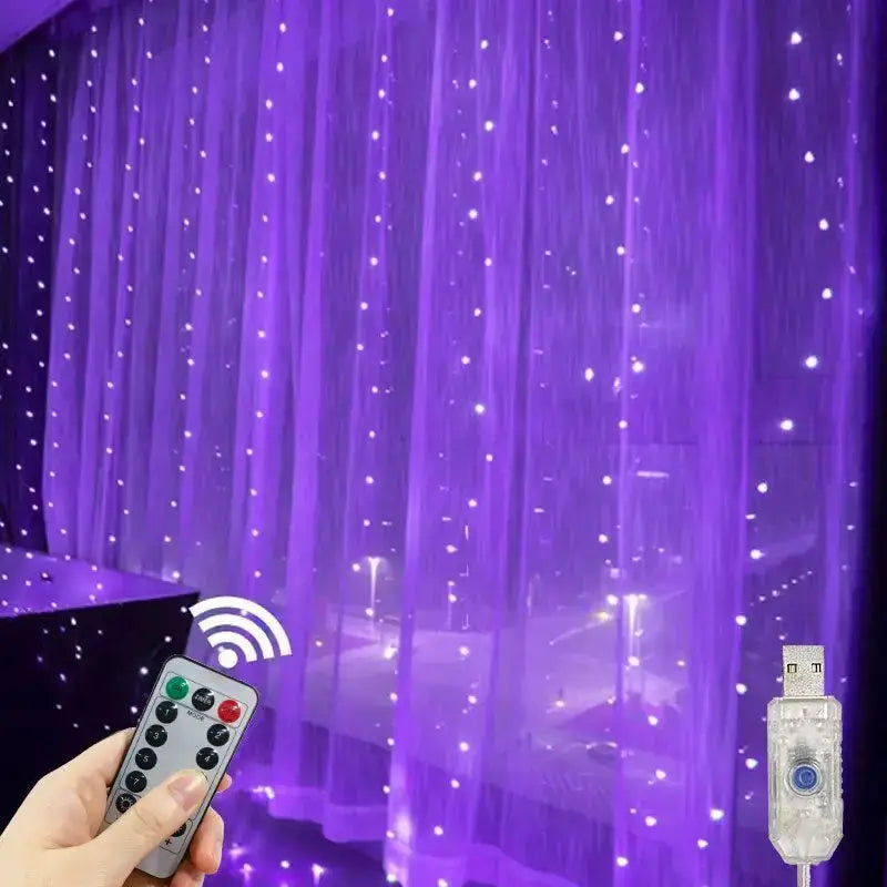USB Plug Curtain LED String Lights 8 Modes Remote Control Holiday Wedding Fairy Garland Lights For Bedroom Living Room Decor from PriceLows™