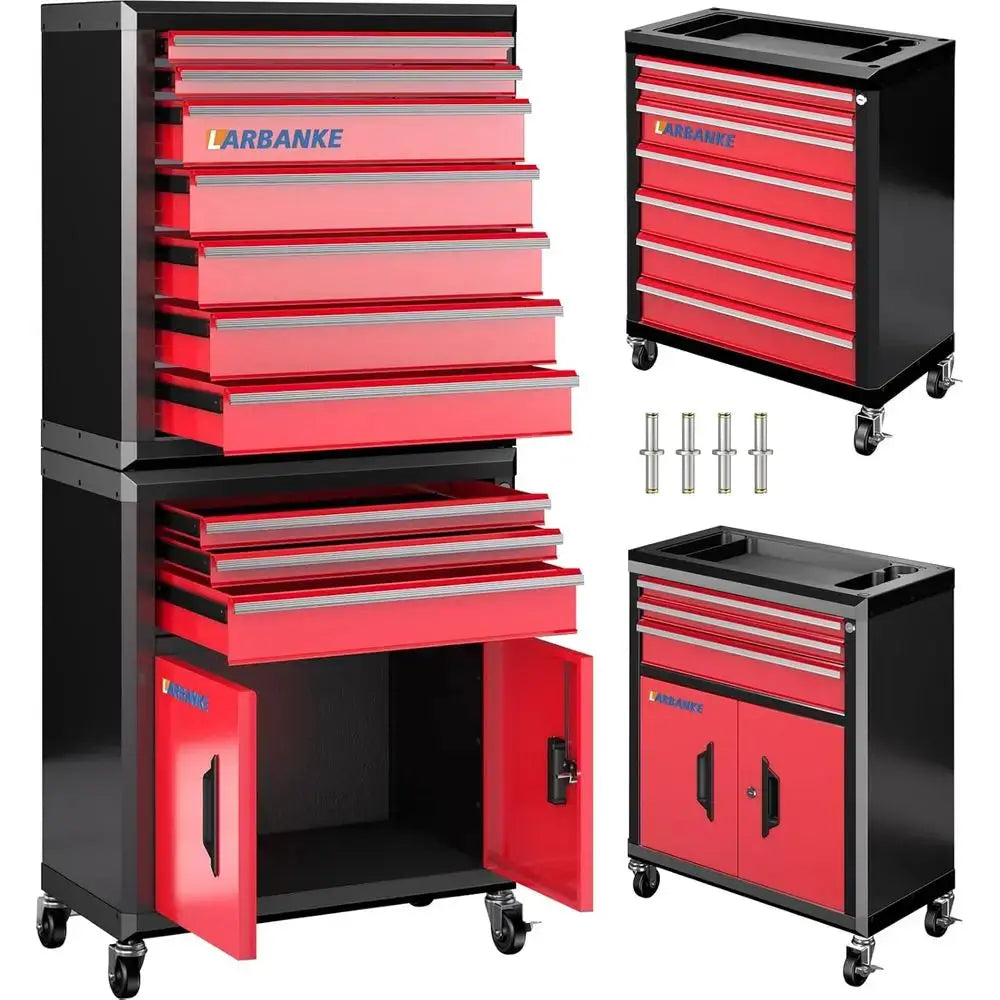 10-Drawer Rolling Tool Chest with Detachable Countertop, Heavy-Duty Metal Cabinet for Garage and Workshop Organization from PriceLows™