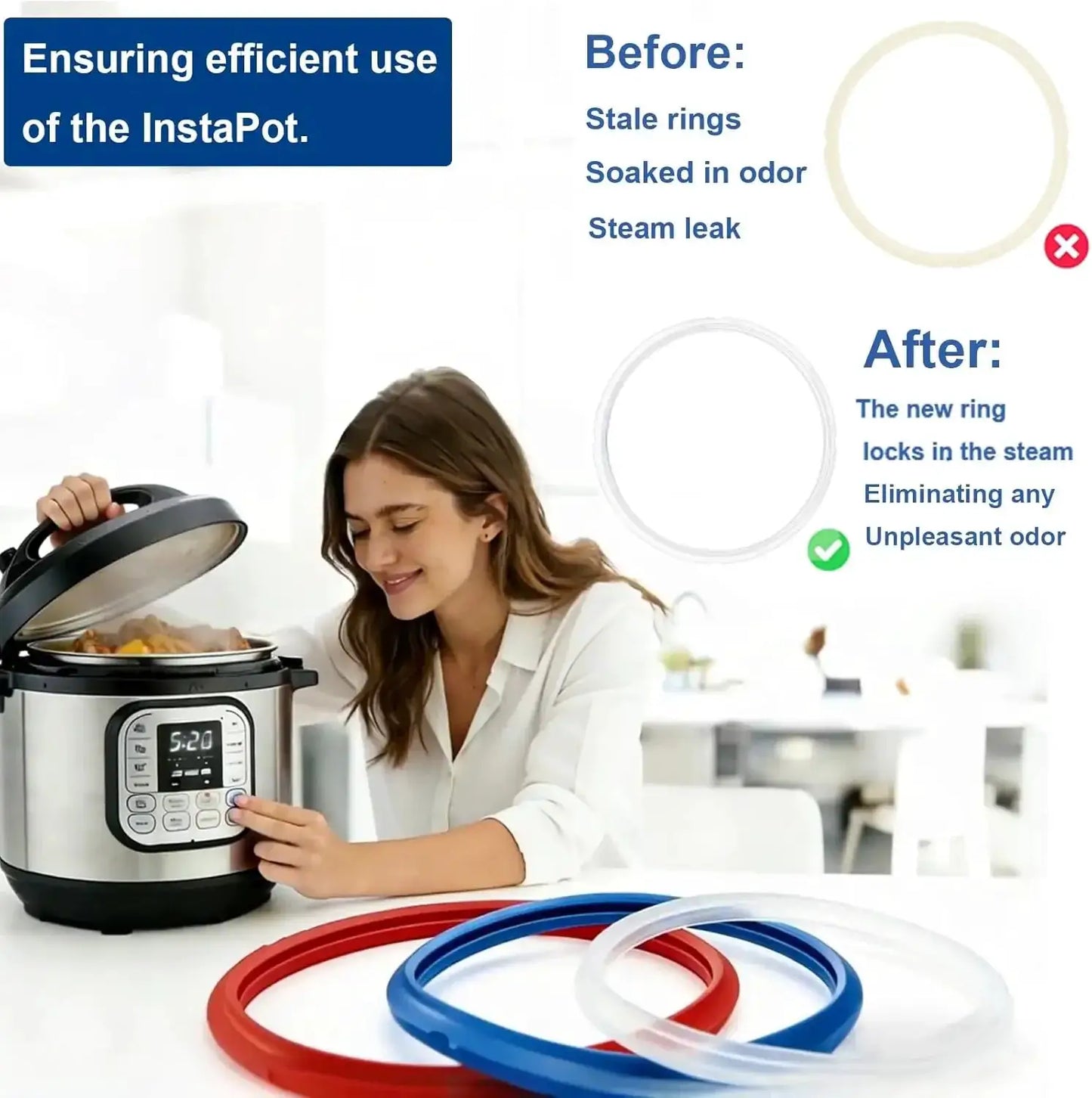 Instant Pot Sealing Ring | 3 Piece Set | 5 To 6 Qt | 5 Qt, 6 Qt