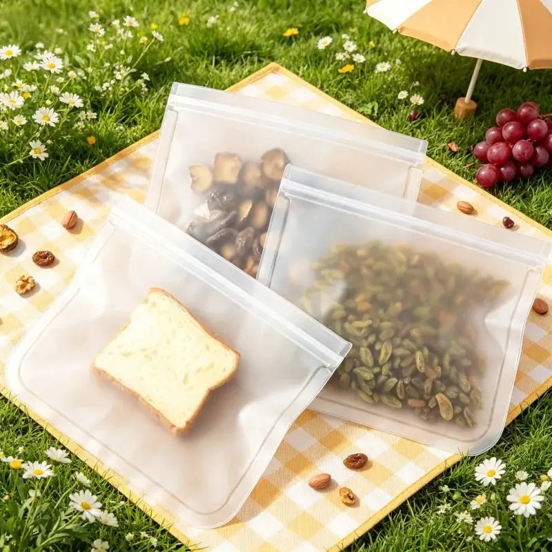 Silicone Food Storage Bags | Leakproof Zip Seal | Stand Up Bags