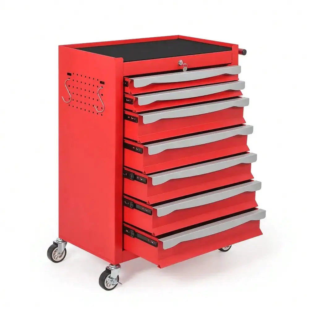 7-Drawer Tool Chest, Rolling Tool Cart With Wheels, Large Capacity Tool Storage Cabinet With Keyed Locking, Drawer Liners&Link Buckle, For Garage, Workshop, Warehouse,24.21"L * 13.78"W * 34.06"H from PriceLows™