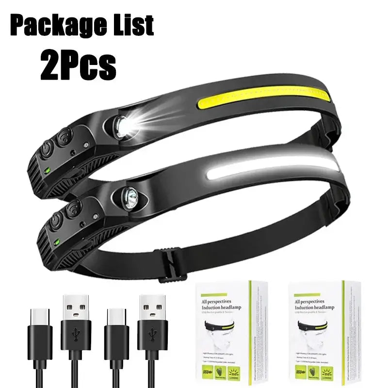 Sensor Headlamp USB Rechargeable LED Flashlight XPE+COB Torch Camping Waterproof Headlight for Fishing Lantern 1/2/3/4/5/8/10PCS from PriceLows™