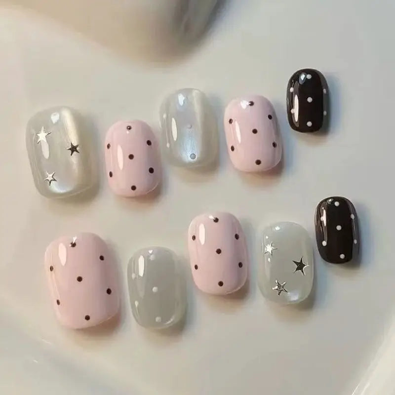 Press On Nails | Short Oval Design | ABS Material | 10 Piece Set Size M