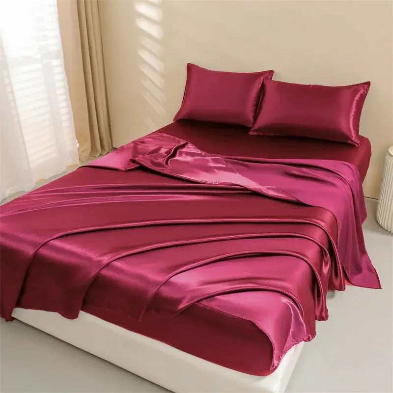 Satin Sheets | 4-Piece Set | Deep Pocket | Queen Size