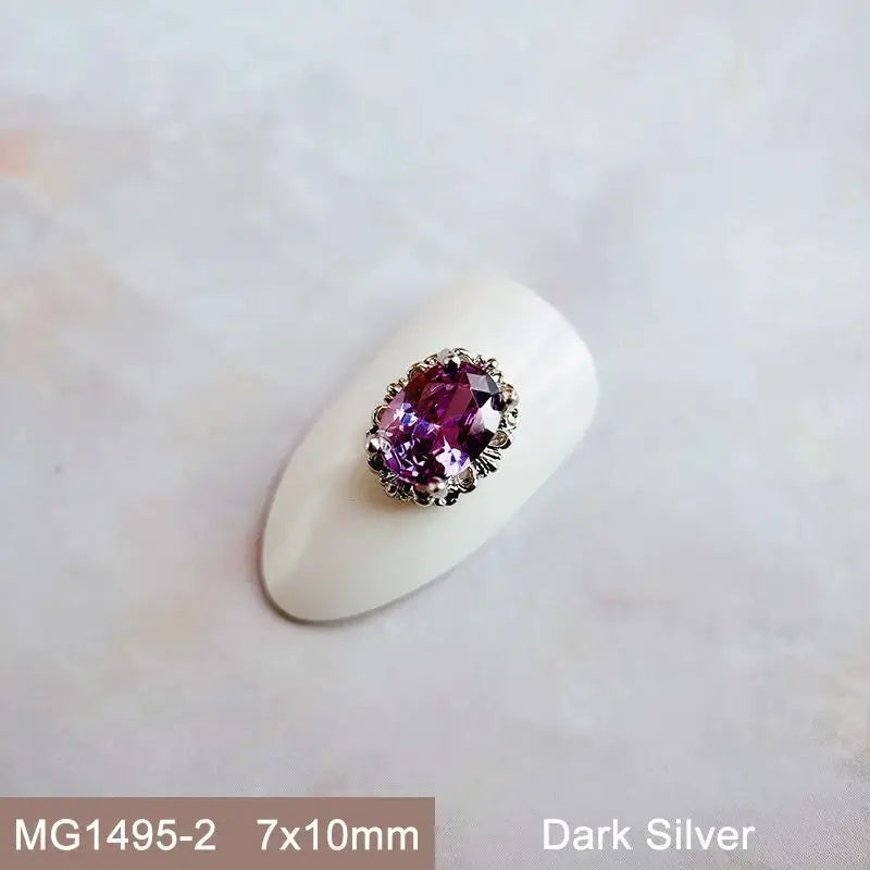 10pcs Pink Black Blue Oval Drop Round Zircon Bright Silver Nails Jewelry Decorations Nail Art Accessories Charms Parts Supplies from PriceLows™