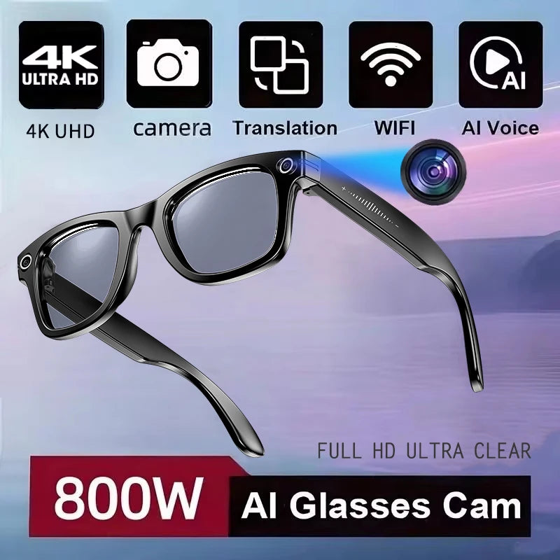 Smart Glasses | AI Translation 720P Dual Cam | Waterproof Bluetooth 5.3 | Men