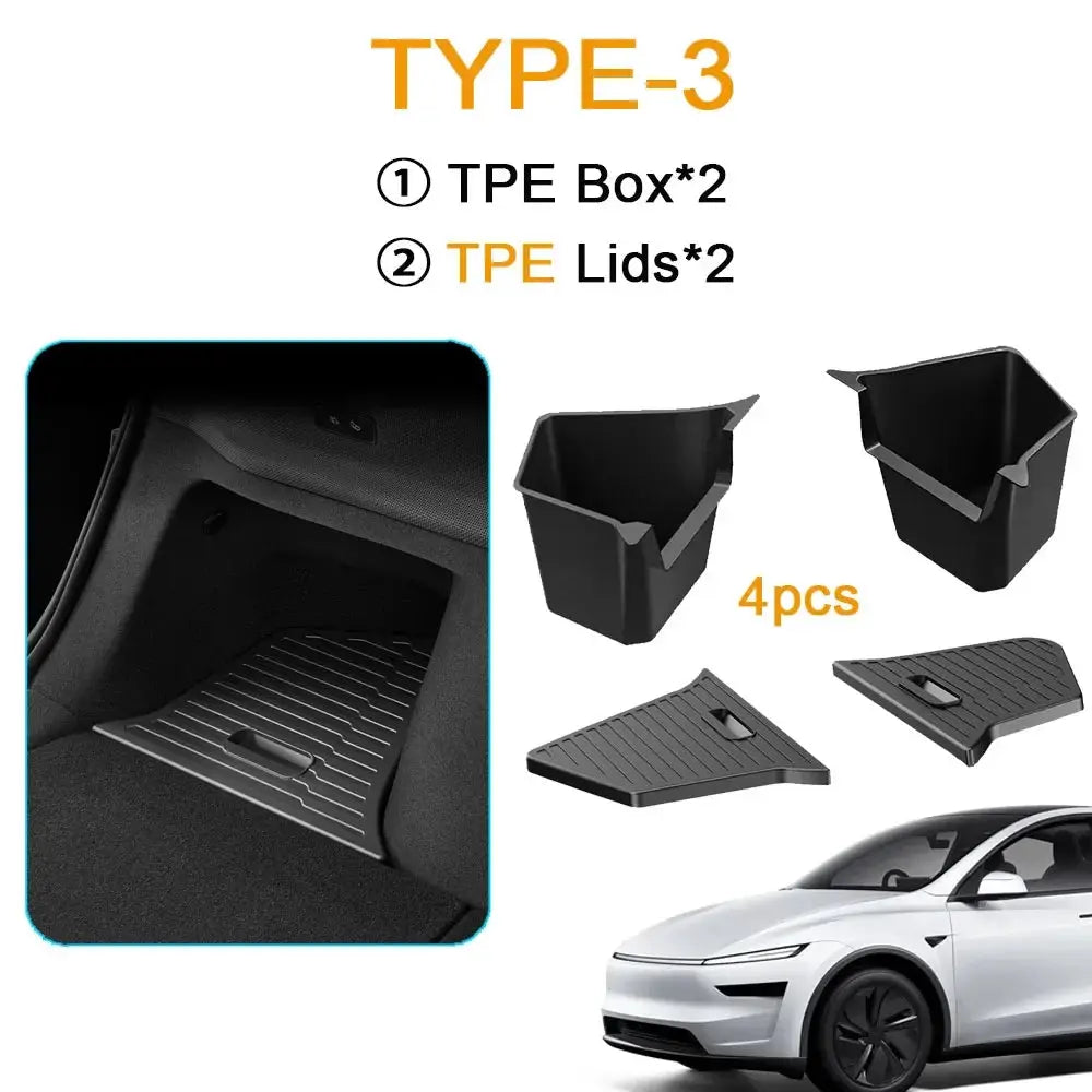 For 2025 2026 Tesla Model Y Trunk Organizer Trunk Storage Bins Rear Trunk Side Storage Box Mats for Model Y Juniper Accessories from PriceLows™