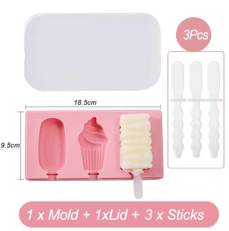 Silicone Ice Cream Mold Diy Cartoon Animal Fruit Popsicle Mould with Lid and Stick Ice Cube Maker Kitchen Tools Accessories from PriceLows™