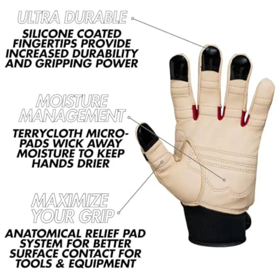 ReliefGrip Premium Leather Gardening Gloves for Outdoor Use Brown Durable Reinforced Palm with Breathable Mesh Back for Superio from PriceLows™
