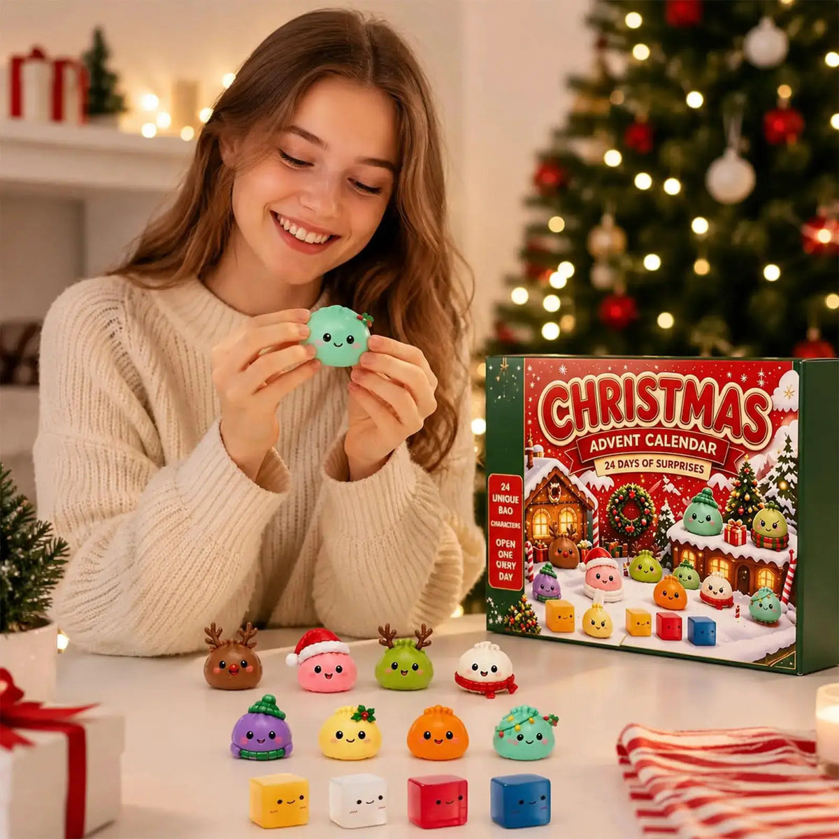 Christmas Squishies Advent | 24 Day Countdown | Soft Plastic Minis | Gift Set