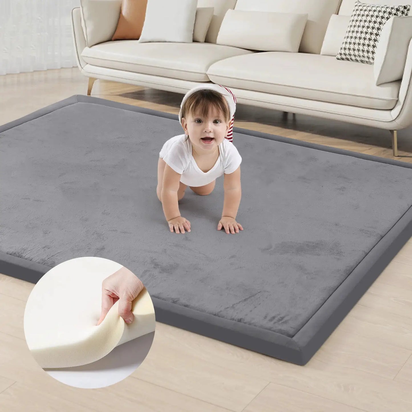 Carpet For Floor 2cm Thick Memory Foam Playpen Mat With Non-slip Bottom For Living Room Soft Velvet Minimalist Carpet Kids Rugs from PriceLows™