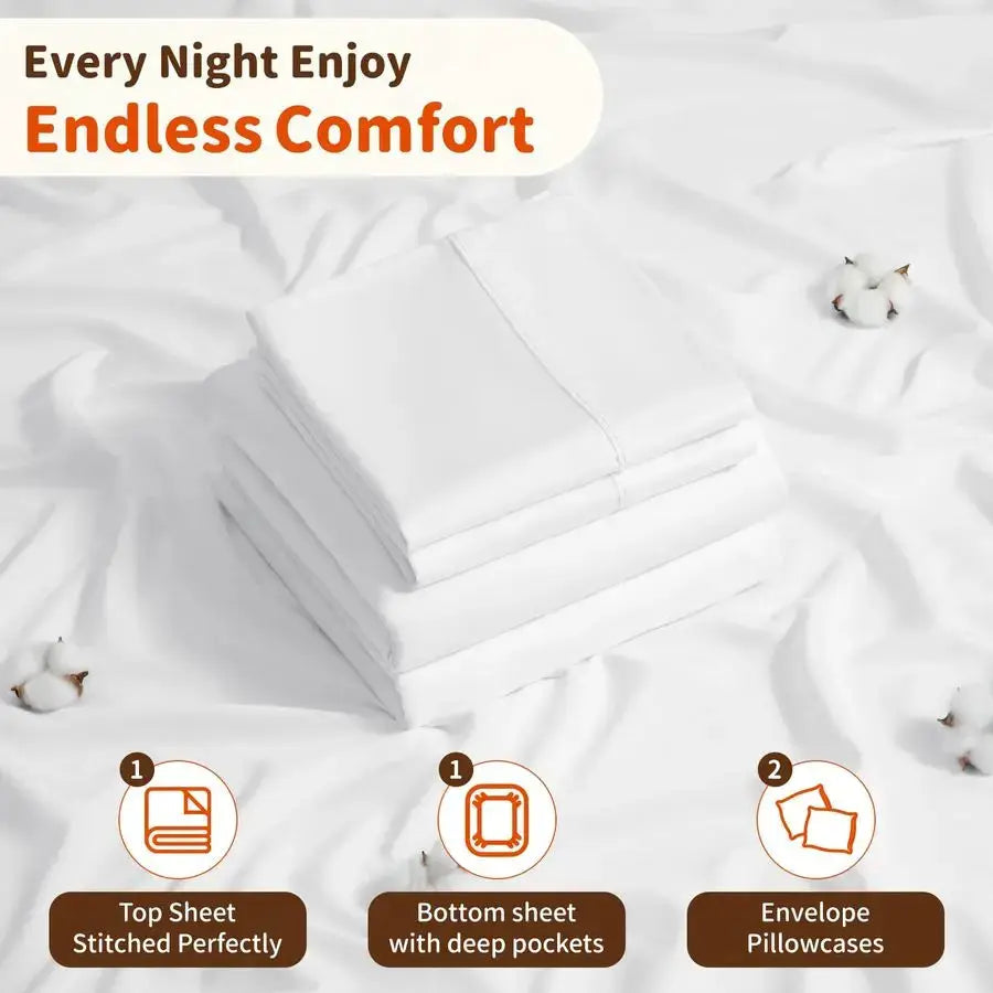 100 Egyptian Cotton Sheets Set 1000 Thread Count,Queen Size Bed Sheet 4 Piece Sets,Long Staple,16 Inches Deep Pocket,All Season, from PriceLows™