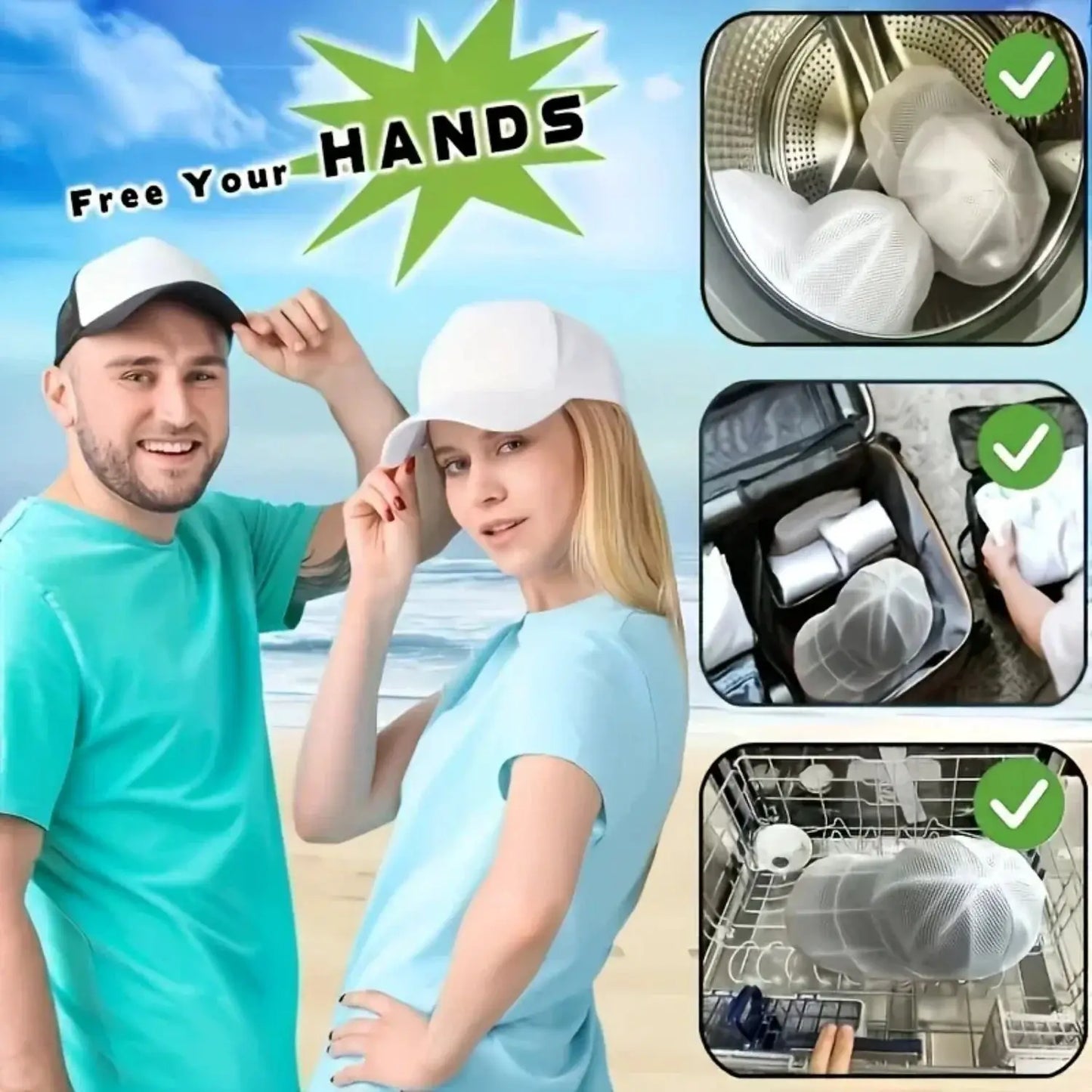 Hat Cleaning Cage | Washing Machine Safe | Mesh Bag Included | Universal Fit