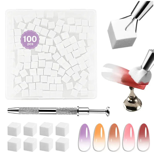 100PCS Soft Nail Sponges with 1PCS Grabbing Pen for Manicure and Nail Art Designs from PriceLows™