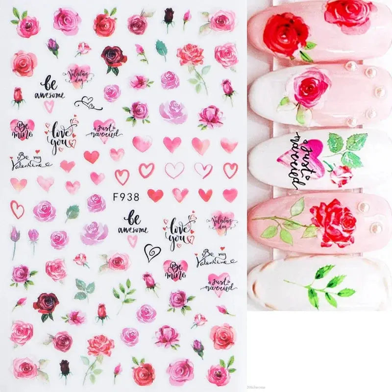 1PCS Laser Love Letter Nail Sticker Nail Art Decoration Flower Star supplies Decals Press On Nails Stickers Parts from PriceLows™